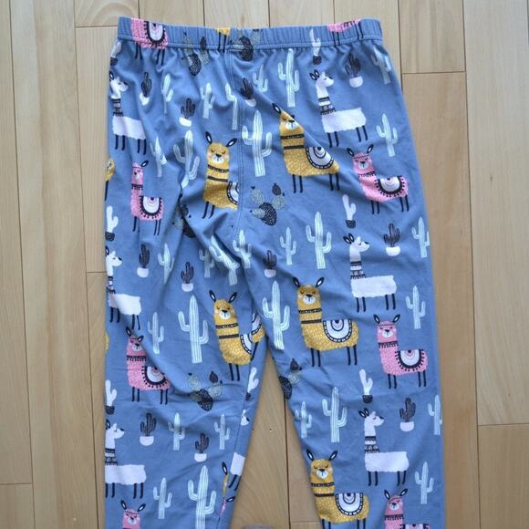 Llama Leggings Plus Size (Women's) Blue Yellow and White Soft Leggings - Picture 3 of 4